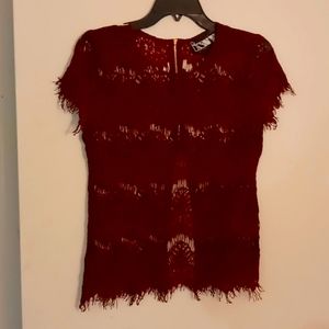 Inny size medium Burgendy see lace see through shirt.